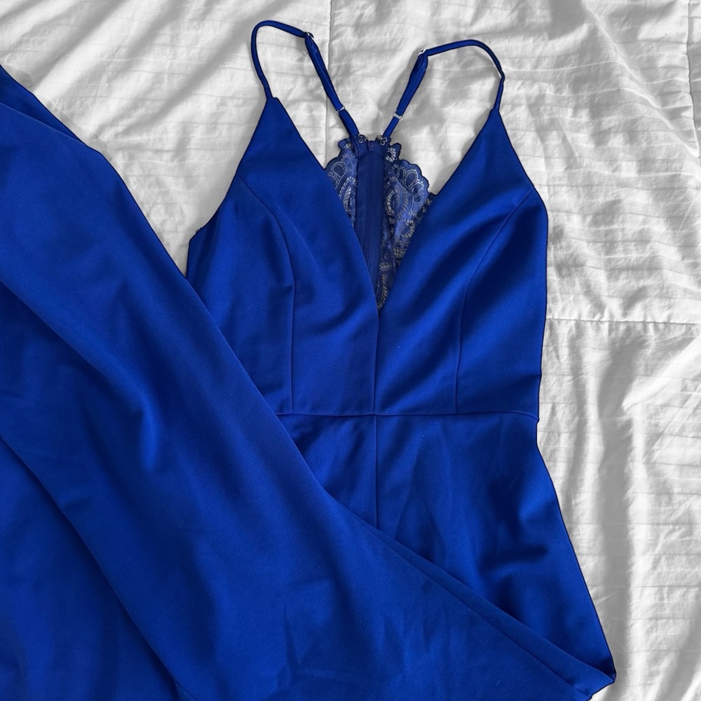 Elegant Blue Lace Trim Sleepwear